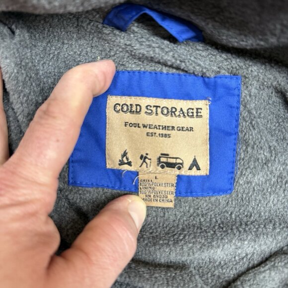✅Mens L Cold Storage Blue Lined Windbreaker Lightweight Jacket Hiking  *STAINING - Picture 5 of 11